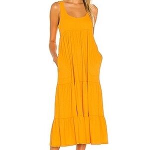 Free People Yellow Tiered Midi Dress